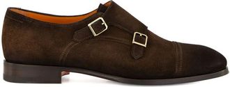 Santoni Brown Solid Dress Shoes