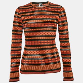 M Missoni Orange/black Patterned Knit Top