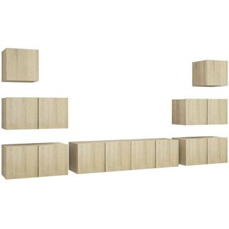 vidaXL Set De Muebles Sal&oacute;n Tv 8 Pzas Madera Ingenier&iacute;a Roble Sonoma Vidaxl