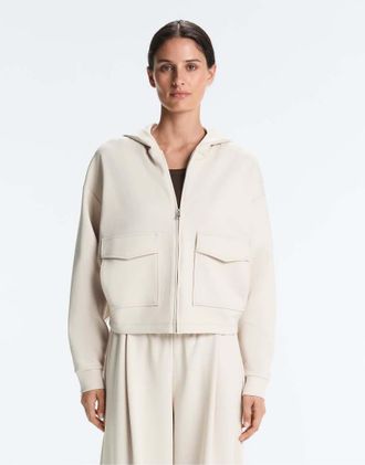 Oysho Giacca in cotone piqu&eacute; beige con cappuccio-Neutro