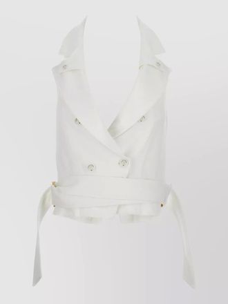 Elisabetta Franchi belted double breasted sleeveless tailored top