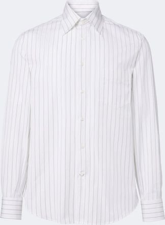 Brunello Cucinelli Camisa de popel&iacute;n de algod&oacute;n a rayas