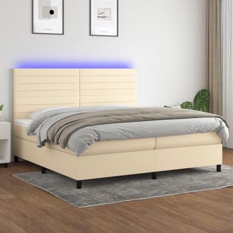 vidaXL Vidaxl - Cama Box Spring Colch&oacute;n Y Luces Led Tela Crema 200x200 Cm