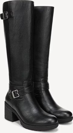 Dr. Scholls Womens Dr. Scholls Prairie Boots Black Leather Block Heel Knee High RHS6024