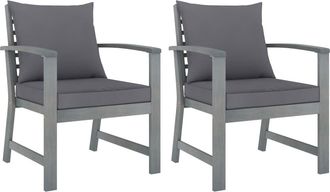 vidaXL Vidaxl - Sillas De Jard&iacute;n Cojines 2 Uds Gris Oscuro Madera Maciza Acacia
