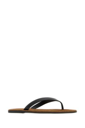 The Row Womens Black Leather Beach Thong Slippers Flat Shoes