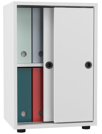ebuy24 Armario De Oficina Vcm Con 2 Compartimentos Armario De Archivo Moderno Con Puertas Correderas Dimensiones Aprox. Al. 74 X An. 49 X T. 38 Cm - Ulas 2 C
