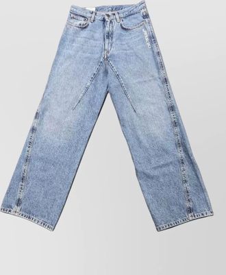Off-white denim twisted wide-leg jeans