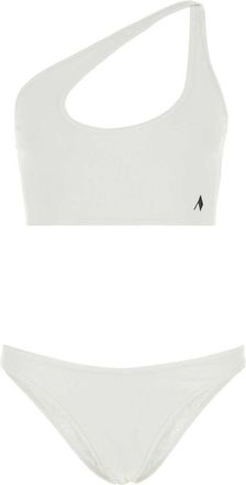 The Attico logo-embroidered ribbed bikini - women - Polyamide/Spandex/Elastane - L - White