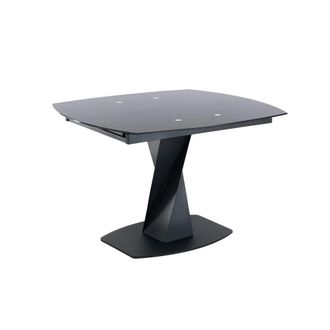 Oresteluchetta Mesa extensible vidrio metal negro 77x95x105-165 cm