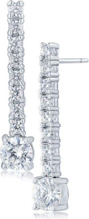 Kenneth Jay Lane Round Cubic Zirconia Linear Drop Earrings in Rhodium Plated at Nordstrom