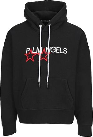 Palm Angels Mens Palm Angels Embroidered Stars Logo Black Hoodie - Size: 36