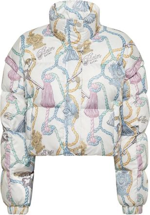 Philipp Plein Nylon Cropped Down Puffer Jacket Tassels - Dames - Gewatteerde jassen - Veelkleurig - M - Nylon - Jassen