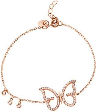 Savvy Cie Jewels Cubic Zirconia Butterfly Charm Bracelet in Pink at Nordstrom Rack