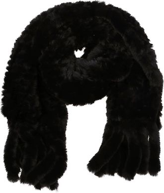 Pinko Deep Black Gelso Faux Fur Scarf