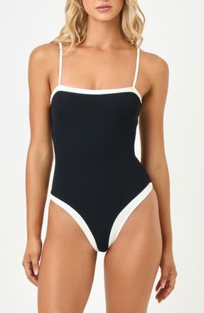 L*Space Tess Classic One-Piece Swimsuit in Black/Cream at Nordstrom, Size X-Large