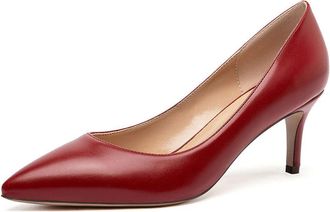 Castamere Womens Pointed Toe Stilettos Pumps Mid Heels Slip-On Court Shoes 2.6IN Red Burgundy Pu Pumps UK 7/7.5
