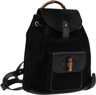 Gucci Gucci Bamboo Backpack Daim Black Suede Backpack Bag (Pre-Owned)