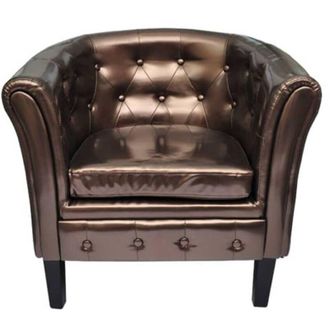 vidaXL Sill&oacute;n Con Dise&ntilde;o De Cubo Cuero Sint&eacute;tico Marr&oacute;n Vidaxl
