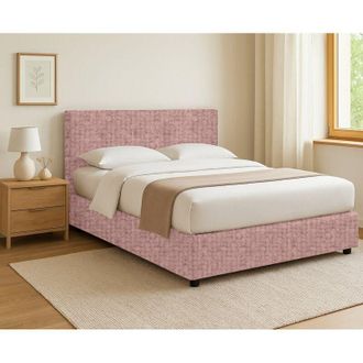 Dmora Cama Doble Preston, Desenfundable, Hecho En Italia, Rosa