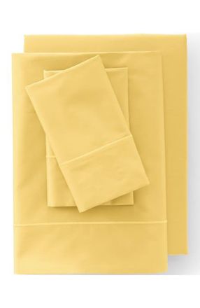 Lands End 400 Thread Count Premium Supima Cotton No Iron Sateen Bed Sheet Set in Pale Sunbeam Yellow at Nordstrom, Size California King