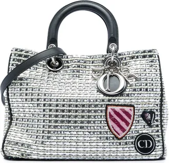 Dior Pre-owned Dior Medium Metallic Tweed Patch Diorissimo Satchel Ladies 79E4OAOJSFCAUWBX