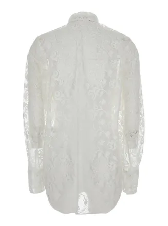Msgm Embroidered Semi-Transparent Polyester Shirt - White