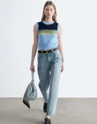 & Other Stories gilet lavorato a maglia in mohair a righe azzurre-Blu