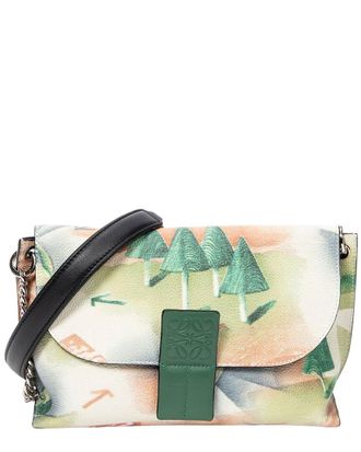 Loewe Green Printed Calfskin Leather Printed Avenue Crossbody, Never Carried (Authentic Pre-Loved)