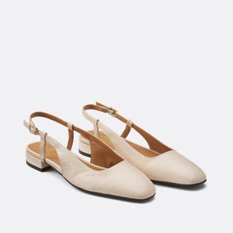 La Redoute Collections Ballerinas met een hakje in tweekleurig leer