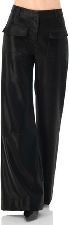 Ivonne High Shine Semi-Flared Trousers in Black at Nordstrom, Size 10
