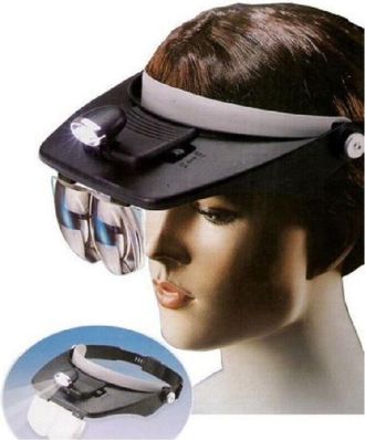 Trade Shop Trade Shop - Visiera Con Luce Lents Of Ingrandment 2 Led 4 Lenti Torcia Frontale