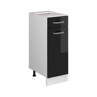 Vicco Mueble Bajo Universal R-line, Negro Brillo Intenso, 30 Cm Con Caj&oacute;n, Sin Encimera Vicco