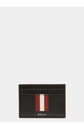 Bally Ribbon Card Holder In Leather in Black/ballyred+Pall at Nordstrom