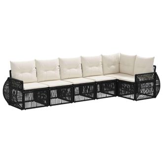 vidaXL Conjunto De Sof&aacute;s De Jard&iacute;n 6 Pcs Negro Y Blanco Crema Vidaxl