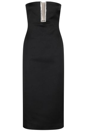 DAVID KOMA Rectangle Crystal Embroidery Detail Midi Dress