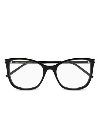 Saint Laurent Eyewear geometric glasses - women - Recycled Acetate - 55 - Black