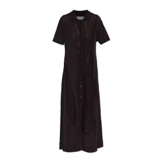 Lacoste Knitted Dresses, female, Brown, Size: XS Crochet Polo Dress
