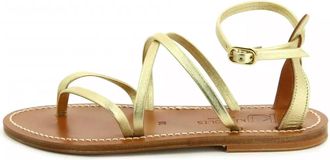 K.Jacques Womens Epicure Flat Sandals In Gold Metal Leather