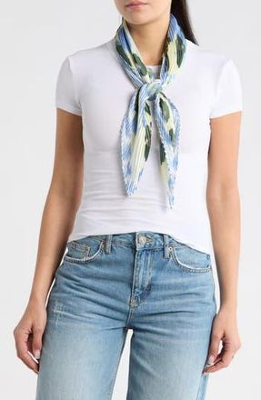 Nordstrom Rack Pleated Satin Scarf in Blue- Ivory Leopard at Nordstrom Rack
