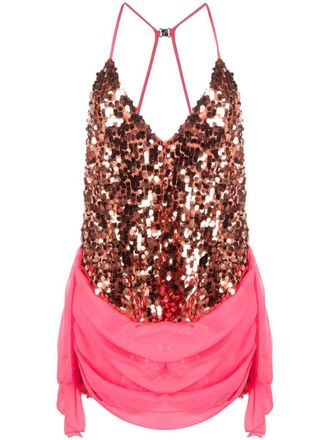 Dsquared2 Mini-jurk verfraaid met pailletten - Oranje