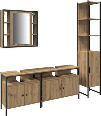 vidaXL Juego De Gabinetes De Ba&ntilde;o Con Estante Otro 4 Pcs Roble Artisan Vidaxl