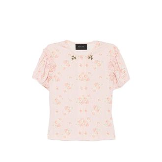 Simone Rocha Floral-print Ruffled-sleeve T-shirt