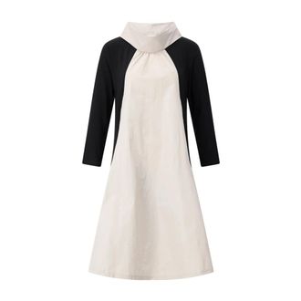 Joseph Ribkoff Kleedjes, Dames, Beige, L, Elegante Midi Jurk met Opstaande Kraag