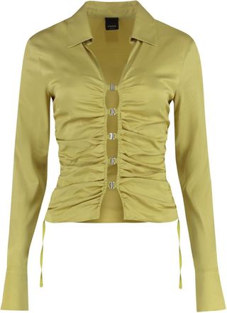 Pinko Green Spread Collar Shirt Top