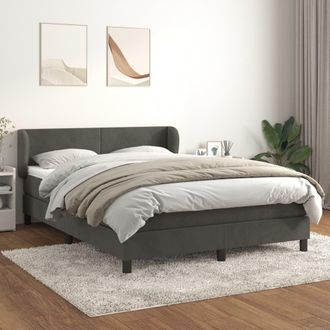 vidaXL Cama Box Spring Con Colch&oacute;n Terciopelo Gris Oscuro 140x200 Cm Vidaxl