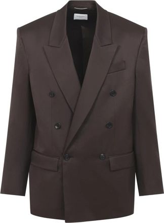 Saint Laurent Double-breasted Zijden Blazer - Heren - Blazers - Bruin - L - Satijn - Jassen