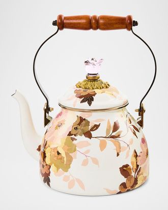 MacKenzie-Childs Wild Rose White Tea Kettle, 2 Qt