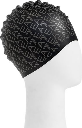 Emporio Armani Swimming Cap With Monogram, Mens, Black