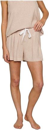 Eberjey Linen Blend Relaxed Shorts Womens Clothing Gingham White/Warm Taupe : LG